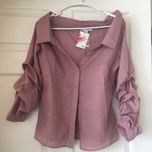 Off shoulder rose pink blouse